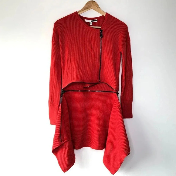 Tracy Reese Zip Off Cardigan in Maasai Red Size XS NWT - Picture 2 of 15